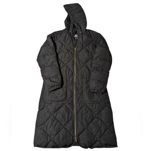 Lands' End Black Diamond Quilted Long Maxi Coat